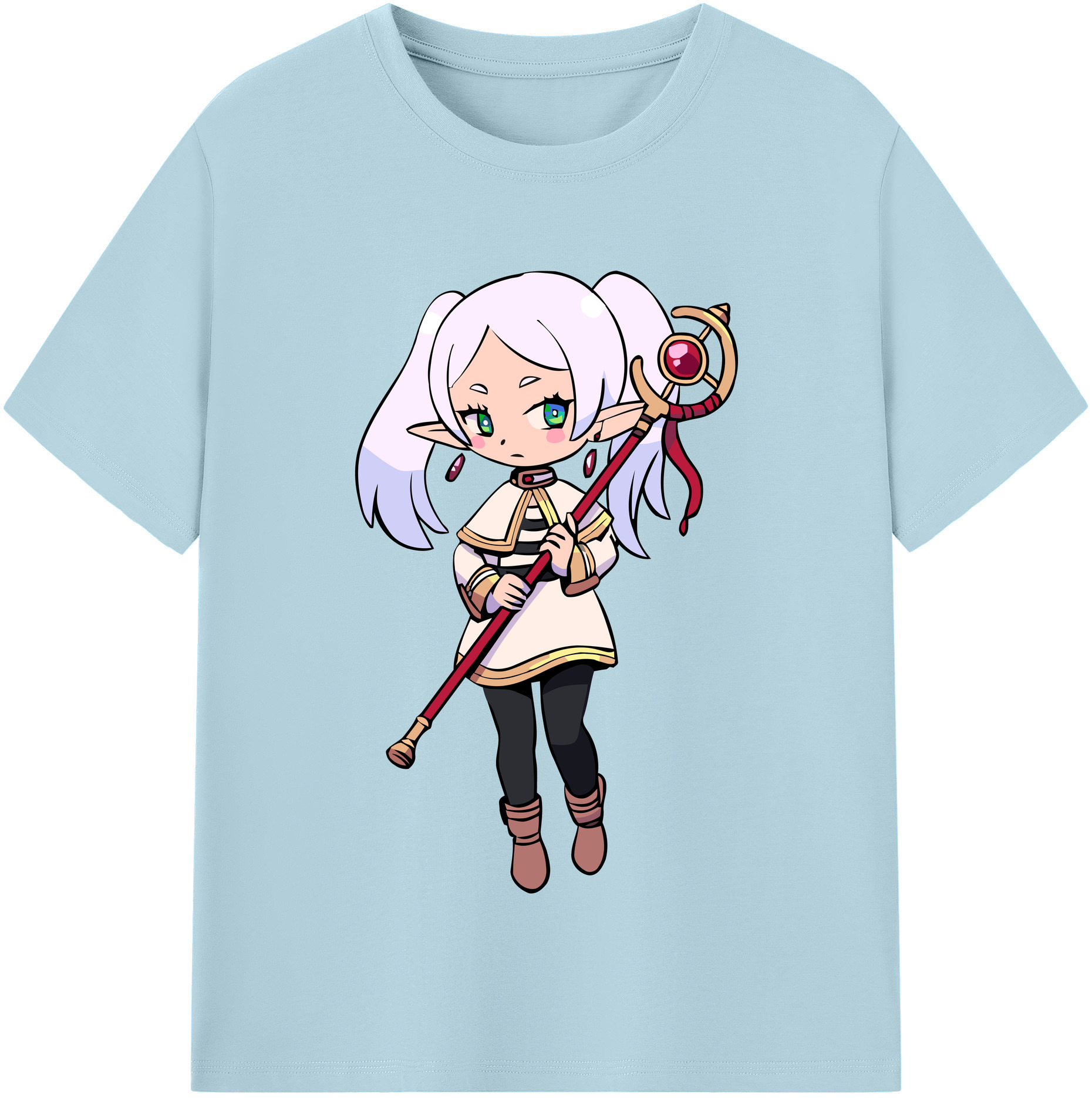 （画像用） 葬送のフリーレン Frieren 綿100％半袖Tシャツ（フロントプリント）